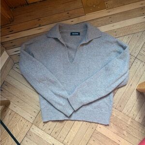 NAADAM Gray/Brown V-Neck Sweater